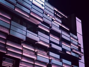 Preview wallpaper building, architecture, balconies, lighting