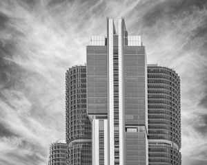 Preview wallpaper building, architecture, black and white, facades, windows