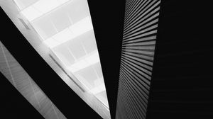 Preview wallpaper building, architecture, bottom view, black and white, bw