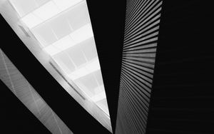 Preview wallpaper building, architecture, bottom view, black and white, bw