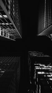 Preview wallpaper building, architecture, bottom view, black and white, black