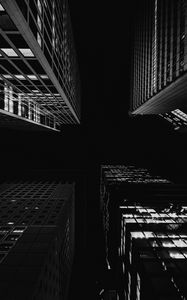Preview wallpaper building, architecture, bottom view, black and white, black