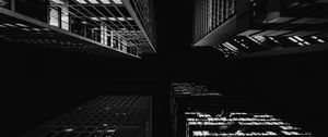Preview wallpaper building, architecture, bottom view, black and white, black