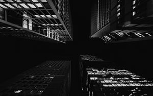 Preview wallpaper building, architecture, bottom view, black and white, black