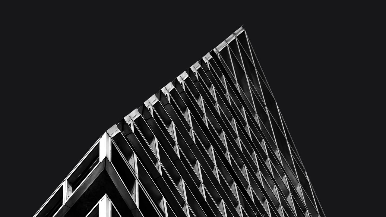 Wallpaper building, architecture, bw, minimalism