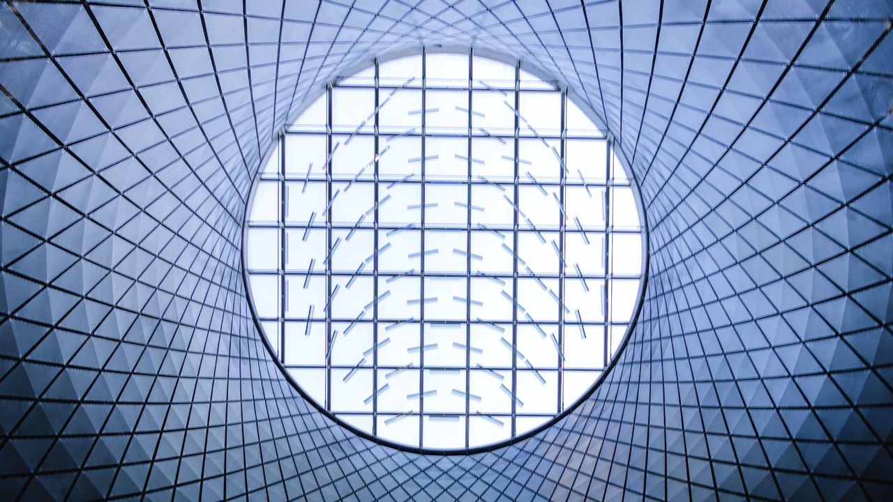 Wallpaper building, architecture, ceiling, glass, round