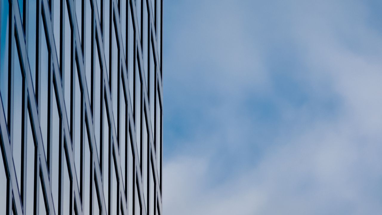 Wallpaper building, architecture, clouds, sky, minimalism hd, picture ...