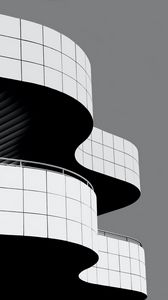 Preview wallpaper building, architecture, curves, black and white