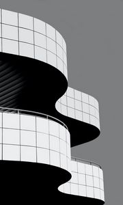 Preview wallpaper building, architecture, curves, black and white
