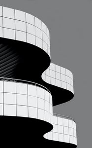 Preview wallpaper building, architecture, curves, black and white