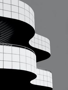 Preview wallpaper building, architecture, curves, black and white