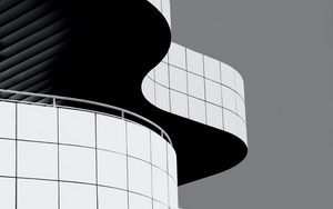 Preview wallpaper building, architecture, curves, black and white