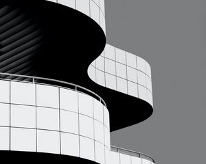 Preview wallpaper building, architecture, curves, black and white