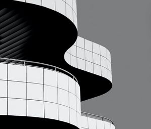 Preview wallpaper building, architecture, curves, black and white