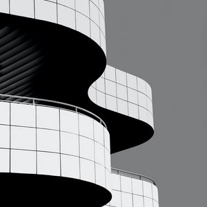 Preview wallpaper building, architecture, curves, black and white