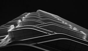 Preview wallpaper building, architecture, edges, bottom view, black and white