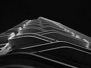 Preview wallpaper building, architecture, edges, bottom view, black and white