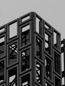 Preview wallpaper building, architecture, facade, edges, black and white