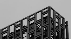 Preview wallpaper building, architecture, facade, edges, black and white