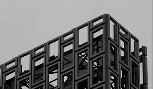 Preview wallpaper building, architecture, facade, edges, black and white