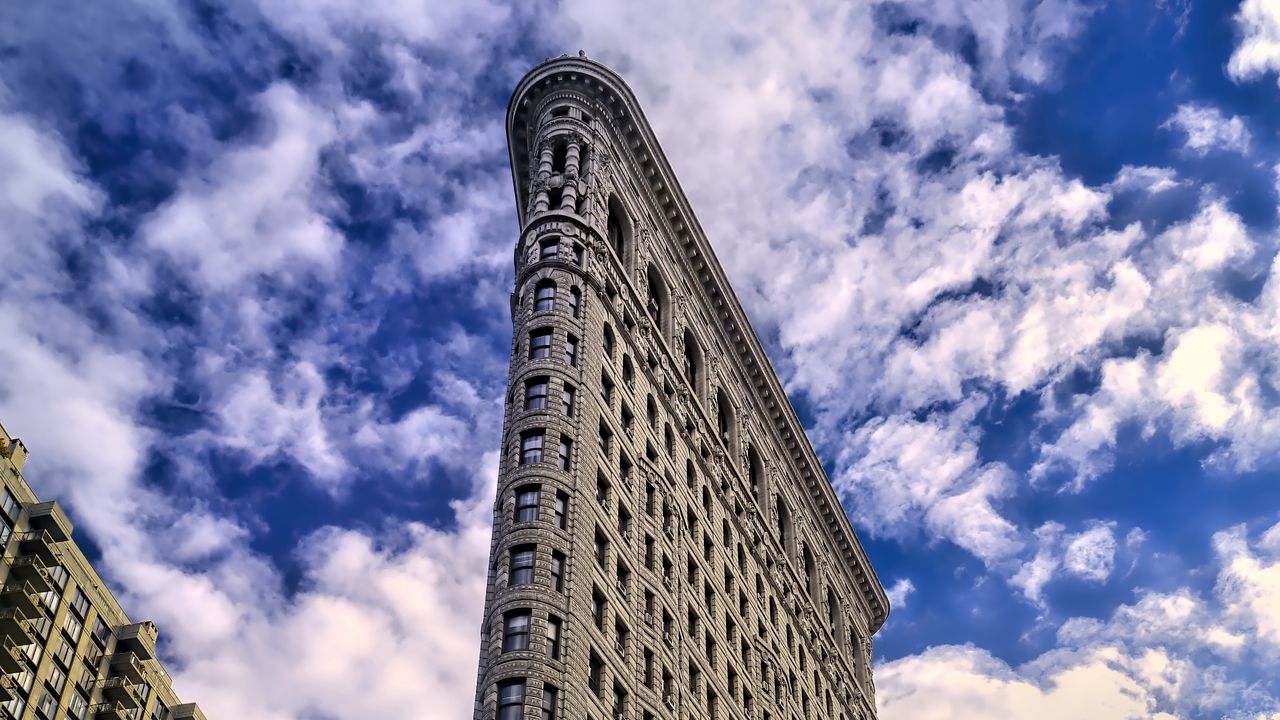 Wallpaper building, architecture, facade, bottom view, sky