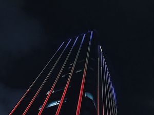 Preview wallpaper building, architecture, facade, neon, dark