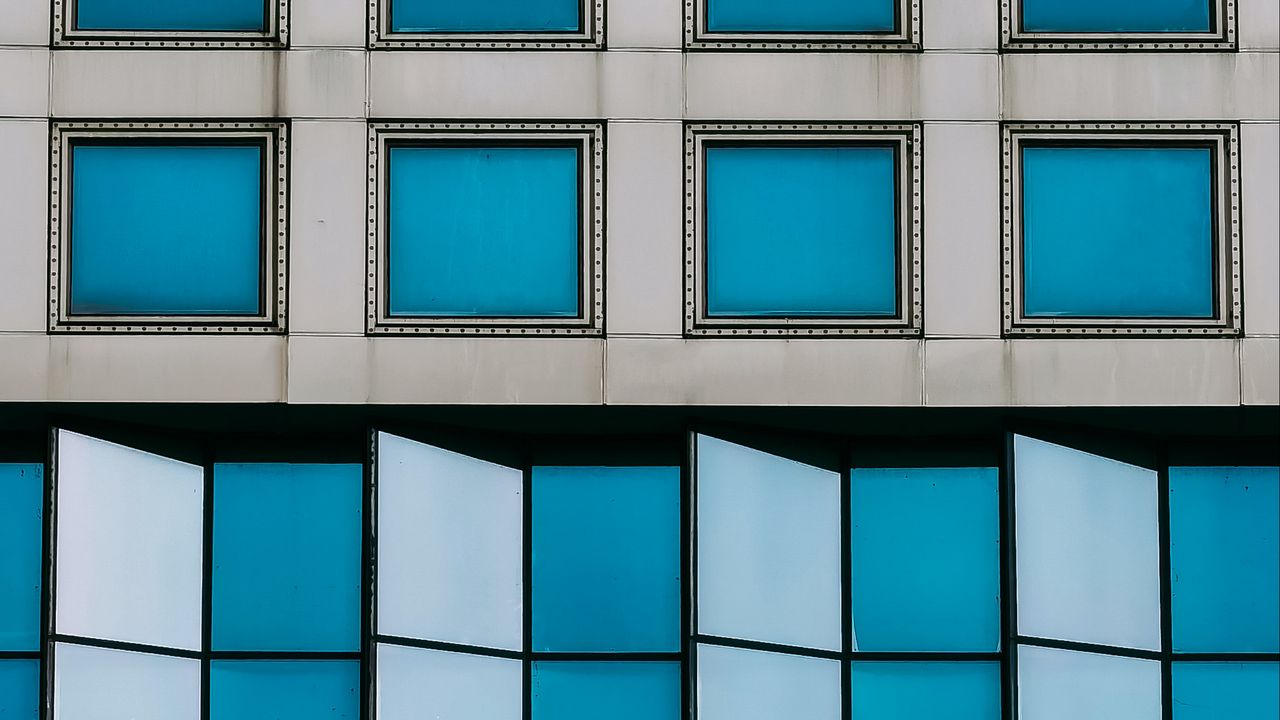 Wallpaper building, architecture, facade, blue