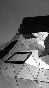 Preview wallpaper building, architecture, facade, metal, black and white