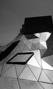 Preview wallpaper building, architecture, facade, metal, black and white