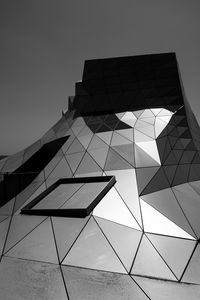 Preview wallpaper building, architecture, facade, metal, black and white