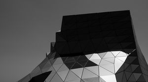 Preview wallpaper building, architecture, facade, metal, black and white