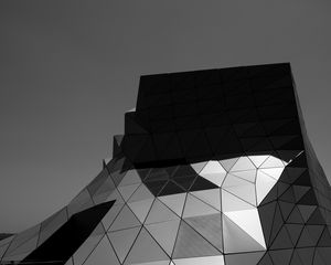 Preview wallpaper building, architecture, facade, metal, black and white