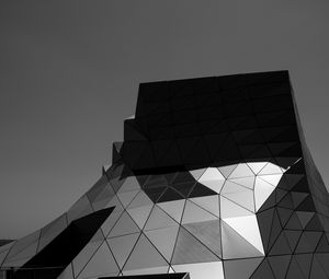 Preview wallpaper building, architecture, facade, metal, black and white