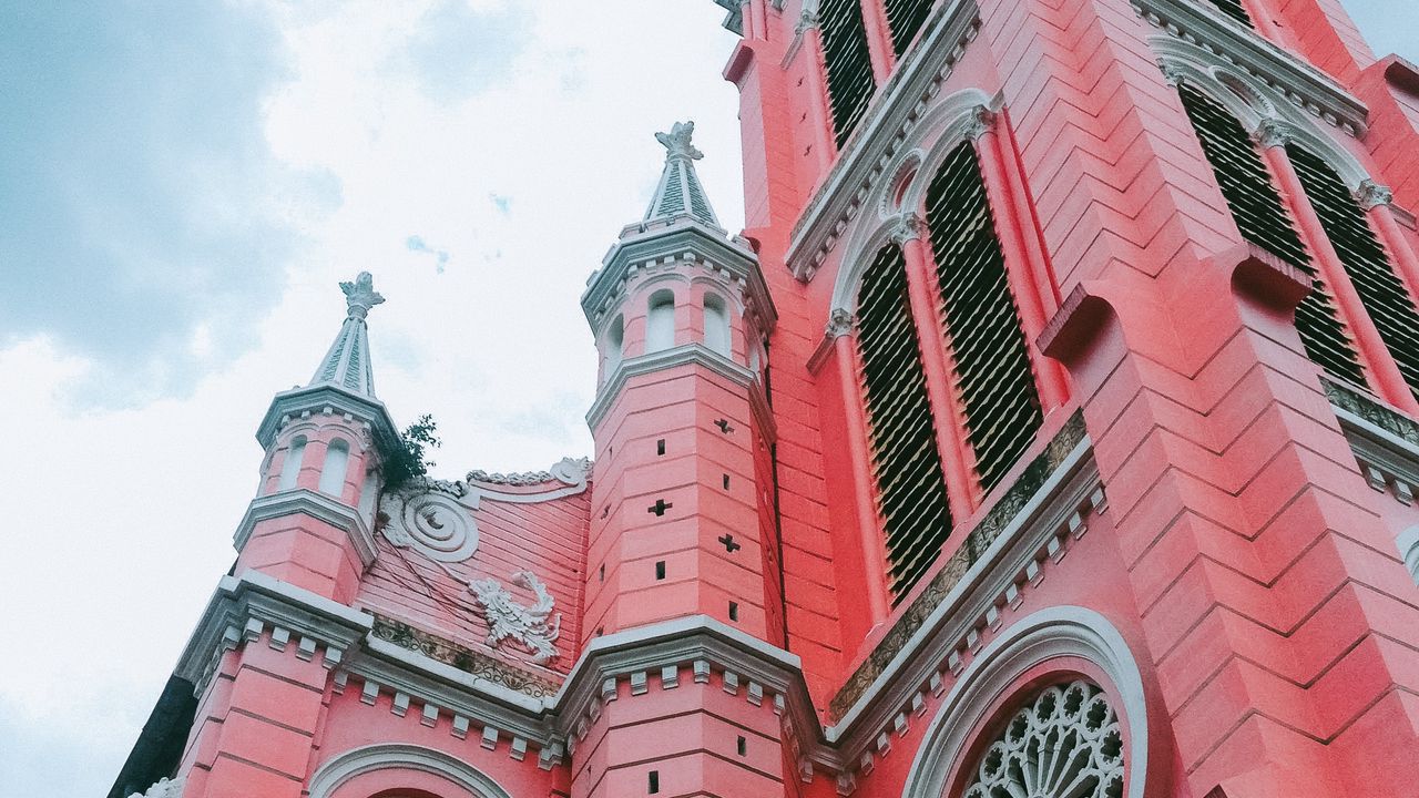 Wallpaper building, architecture, facade, pink