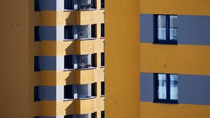 Preview wallpaper building, architecture, facade, windows, yellow