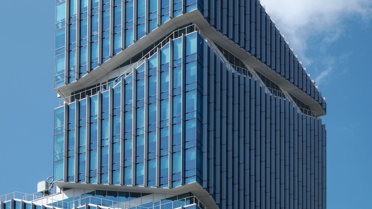 Wallpaper building, architecture, facade, glass, blue