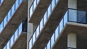 Preview wallpaper building, architecture, facade, glass, bottom view