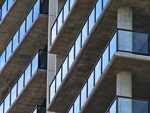 Preview wallpaper building, architecture, facade, glass, bottom view