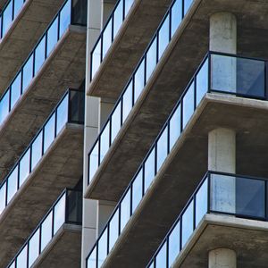 Preview wallpaper building, architecture, facade, glass, bottom view