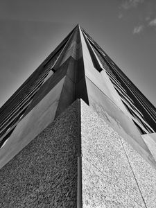 Preview wallpaper building, architecture, facade, bottom view, black and white