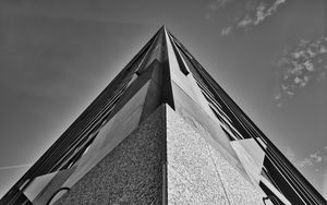 Preview wallpaper building, architecture, facade, bottom view, black and white