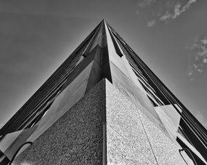 Preview wallpaper building, architecture, facade, bottom view, black and white