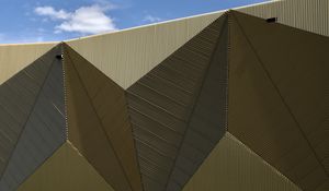 Preview wallpaper building, architecture, facade, triangles, relief