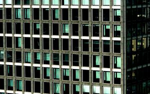 Preview wallpaper building, architecture, facade, windows, dark