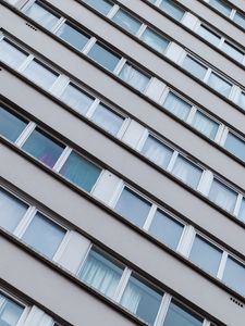 Preview wallpaper building, architecture, facade, wall, windows, gray