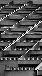 Preview wallpaper building, architecture, facade, stripes, black and white