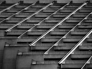 Preview wallpaper building, architecture, facade, stripes, black and white