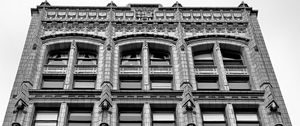Preview wallpaper building, architecture, facade, windows, black and white