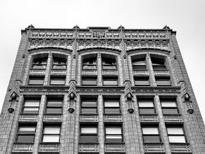 Preview wallpaper building, architecture, facade, windows, black and white