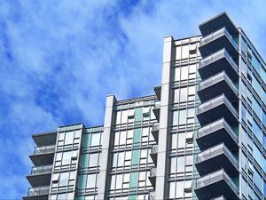 Preview wallpaper building, architecture, facade, windows, houses, sky